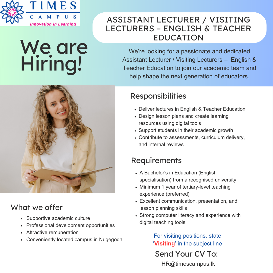 Assistant Lecturer / Visiting Lecturers - English & Teacher Education